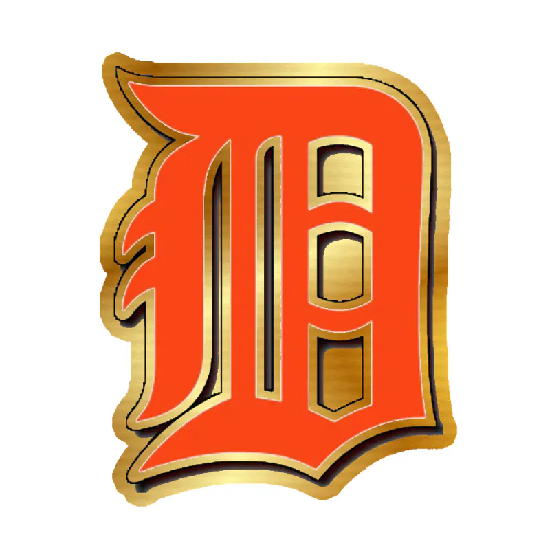 Detroit Tigers - Orange D - Gold Chrome Vinyl Sticker - Custom Size