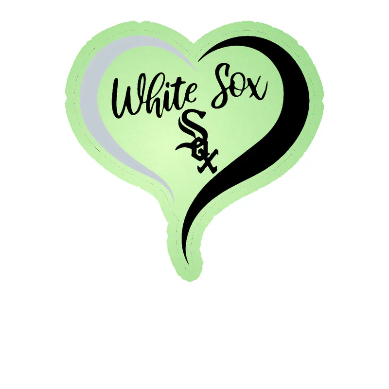 Chicago White Sox - Heart - Glow in the Dark Vinyl Sticker - Custom Size
