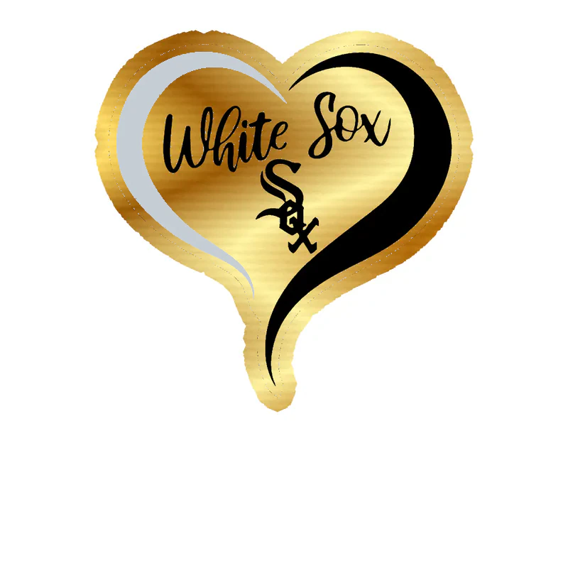 Chicago White Sox - Heart - Gold Chrome Vinyl Sticker - Custom Size