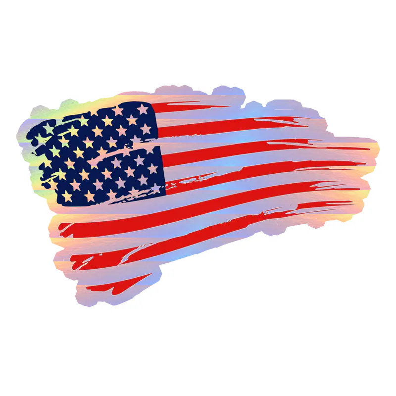 Distressed American Flag Holographic Vinyl Decal - Custom Size