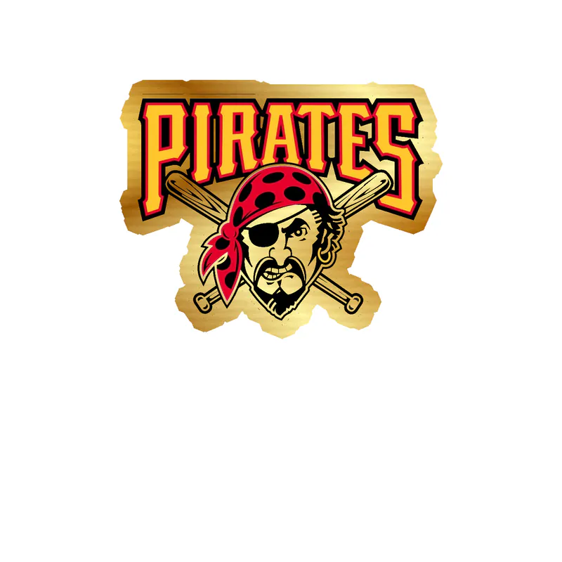 Pittsburgh Pirates - Pirate With Pirates - Gold Chrome Vinyl Sticker - Custom Size