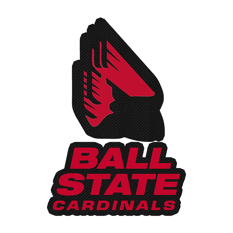 Ball State Cardinals - Head With Black Letters - Carbon Fiber Vinyl Decal - Custom Size