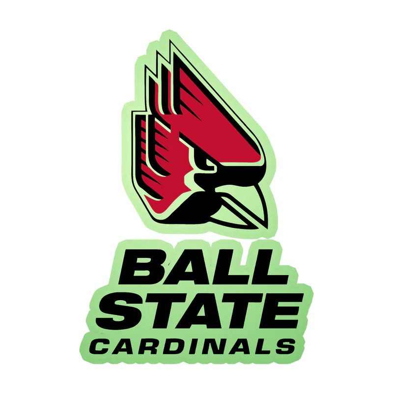 Ball State Cardinals - Head With Black Letters - Glow in the Dark Vinyl Decal - Custom Size