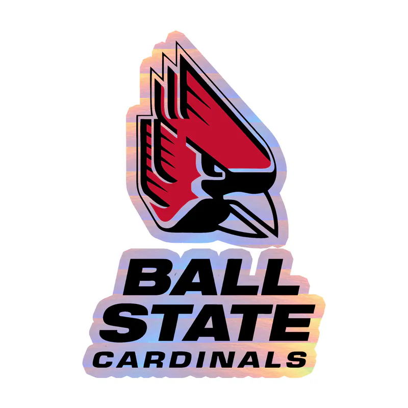 Ball State Cardinals - Head With Black Letters - Holographic Vinyl Decal - Custom Size