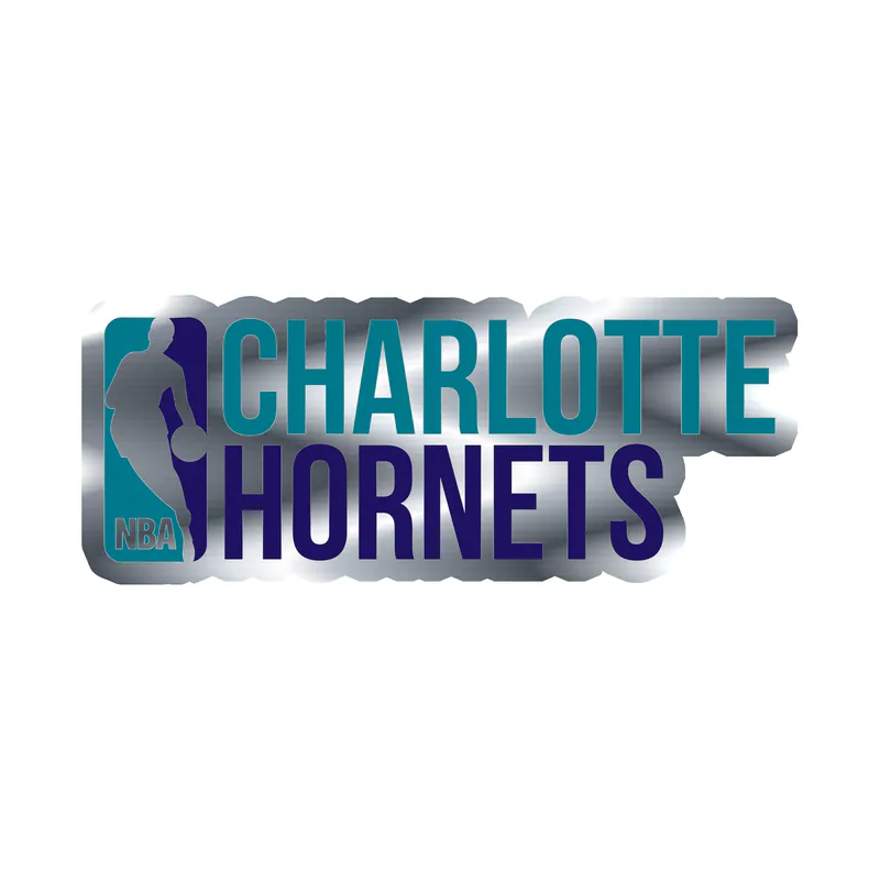 Charlotte hornets - NBA Logo - Silver Chrome Vinyl Sticker - Custom Size