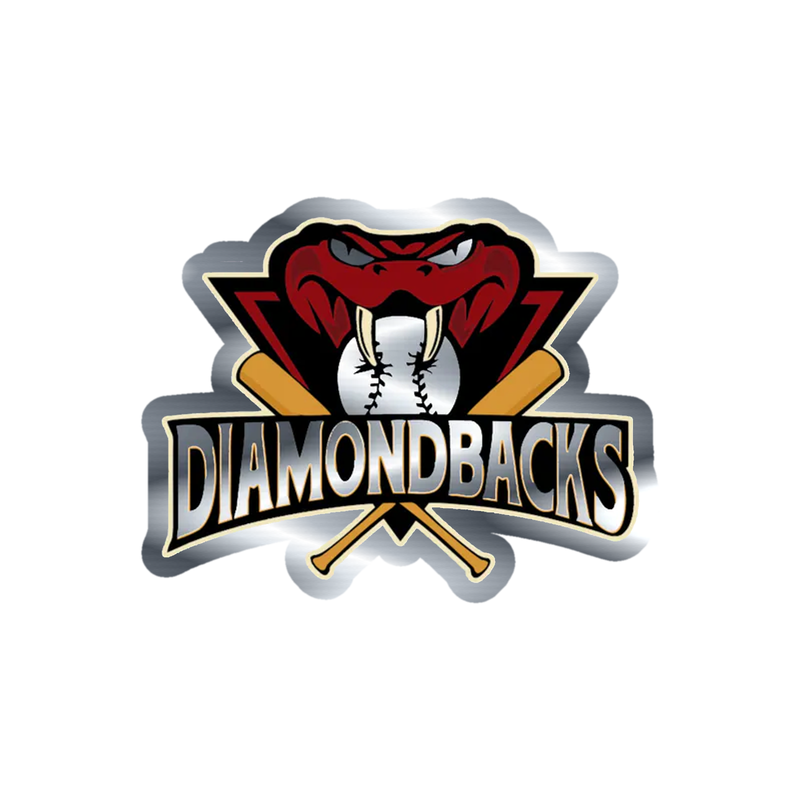 Arizona Diamondbacks - Diamondbacks With Snake - Silver Chrome Vinyl Sticker - Custom Size