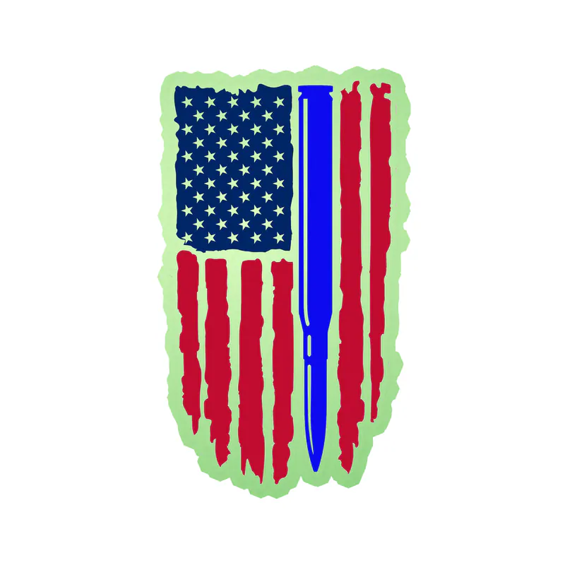 Blue Line American Flag Glow in the Dark Vinyl Decal - custom size