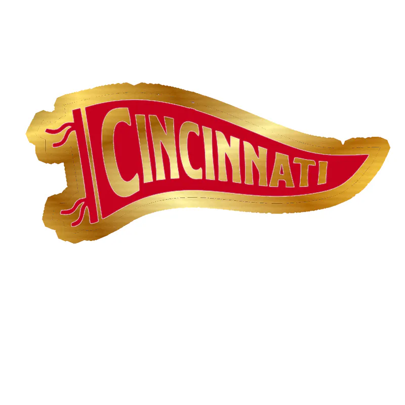 Cincinnati Reds - Pennants - Gold Chrome Vinyl Sticker - Custom Size