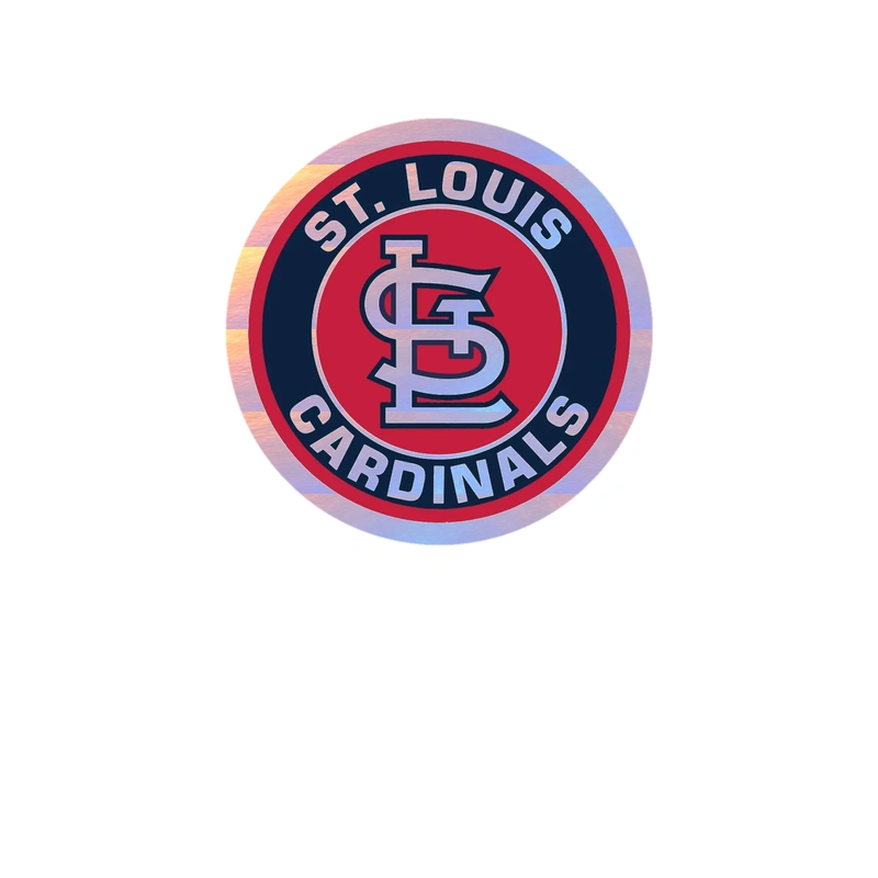 St. Louis Cardinals - Blue And Red Circle With Name - Holographic Vinyl Sticker - Custom Size