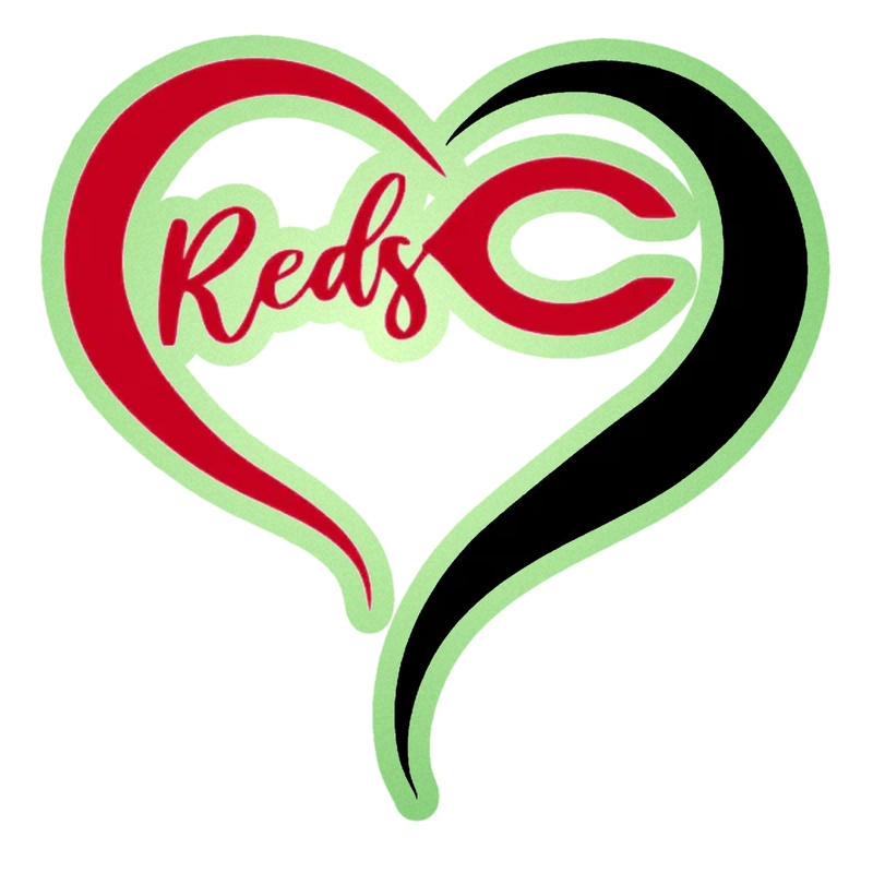 Cincinnati Reds - Heart - Glow in the Dark Vinyl Sticker - Custom Size