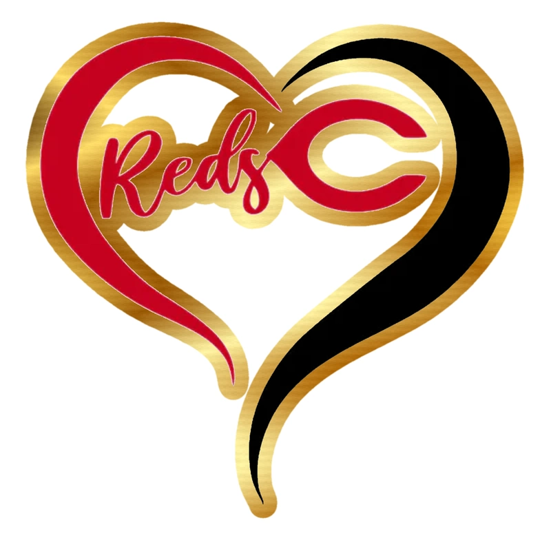 Cincinnati Reds - Heart - Gold Chrome Vinyl Sticker - Custom Size