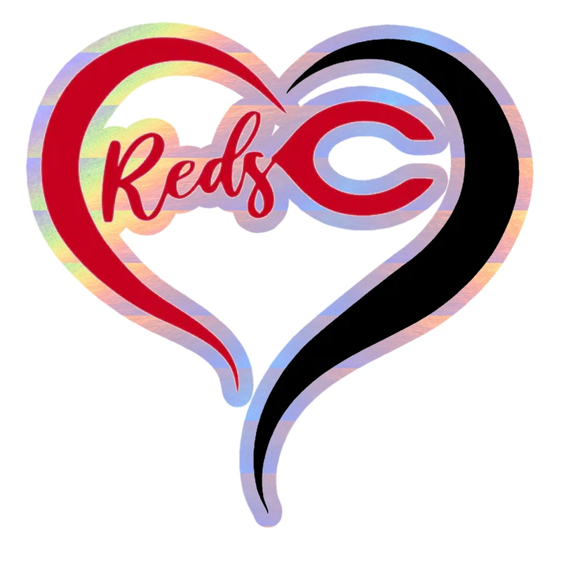 Cincinnati Reds - Heart - Holographic Vinyl Sticker - Custom Size