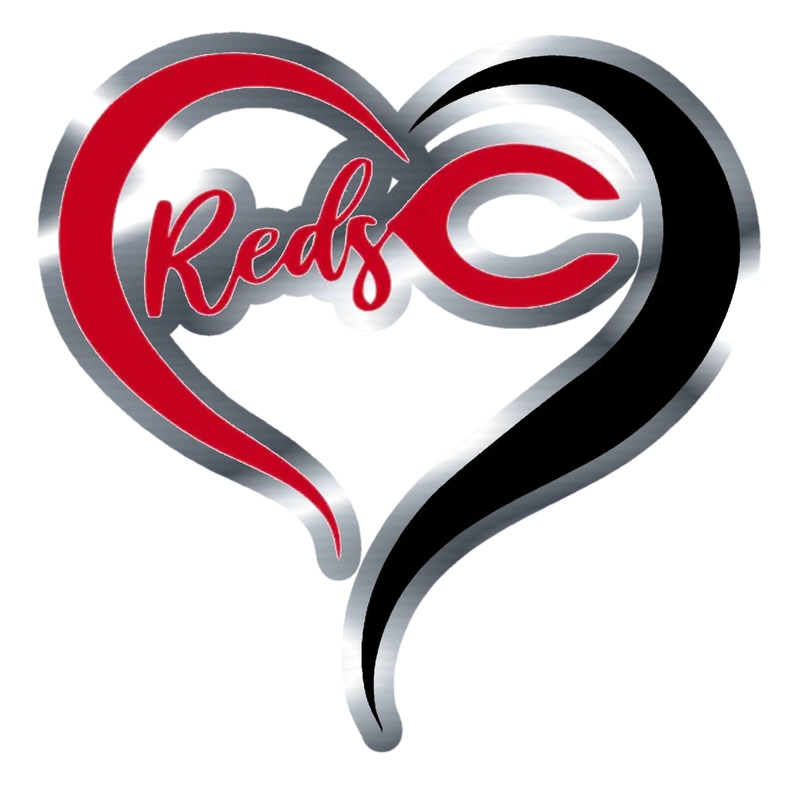 Cincinnati Reds - Heart - Silver Chrome Vinyl Sticker - Custom Size