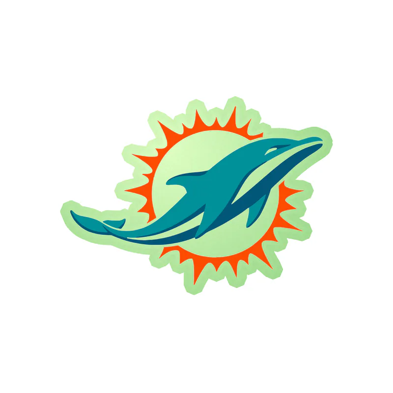 Miami Dolphins - Sun - Glow in the Dark Vinyl Sticker - Custom Size