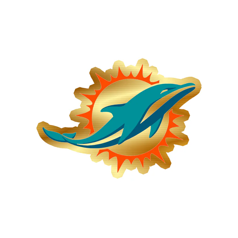 Miami Dolphins - Sun - Gold Chrome Vinyl Sticker - Custom Size
