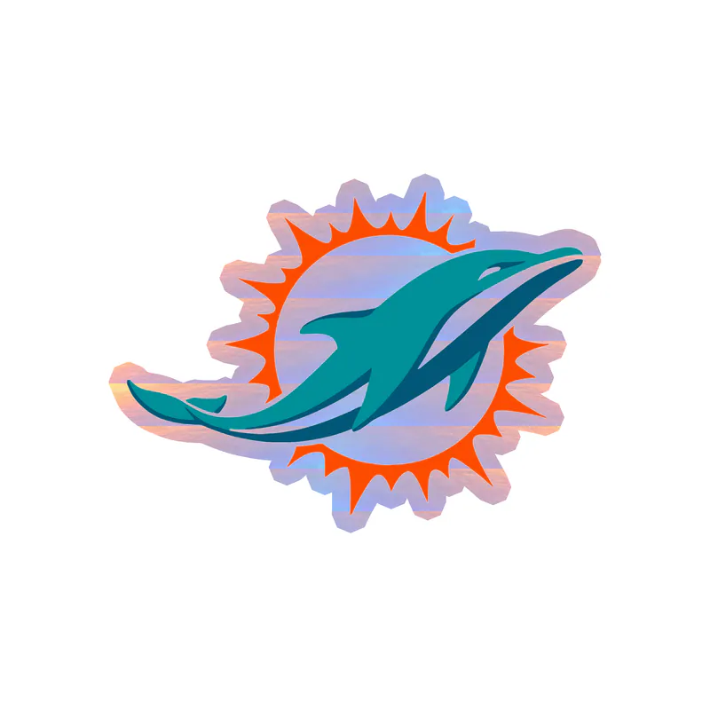 Miami Dolphins - Sun - Holographic Vinyl Sticker - Custom Size