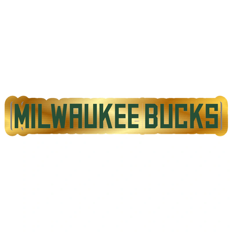 Milwaukee Bucks - Name Straight Across - Gold Chrome Vinyl Sticker - Custom Size