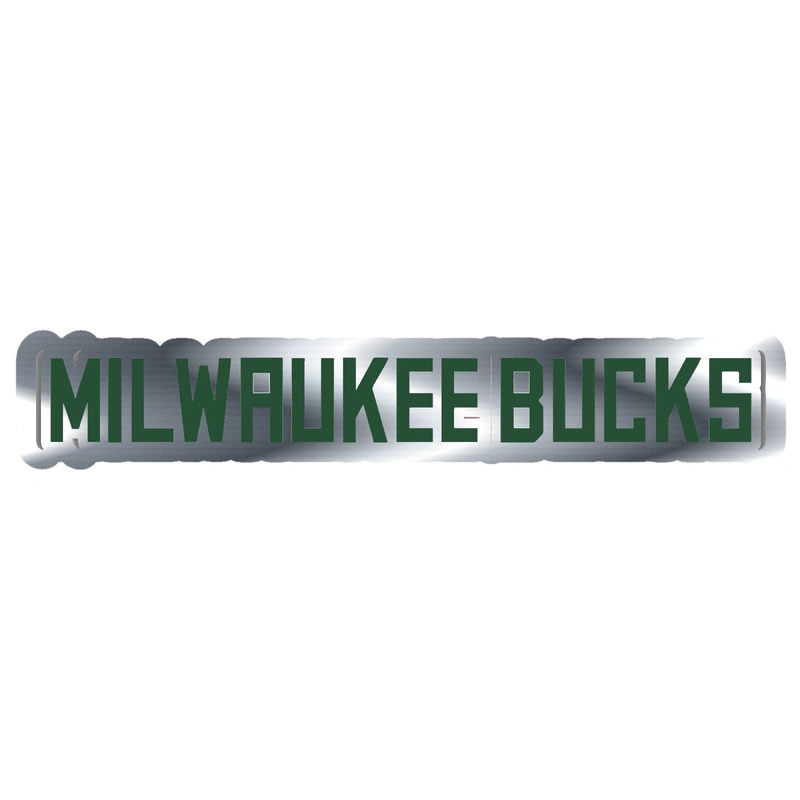 Milwaukee Bucks - Name Straight Across - Silver Chrome Vinyl Sticker - Custom Size