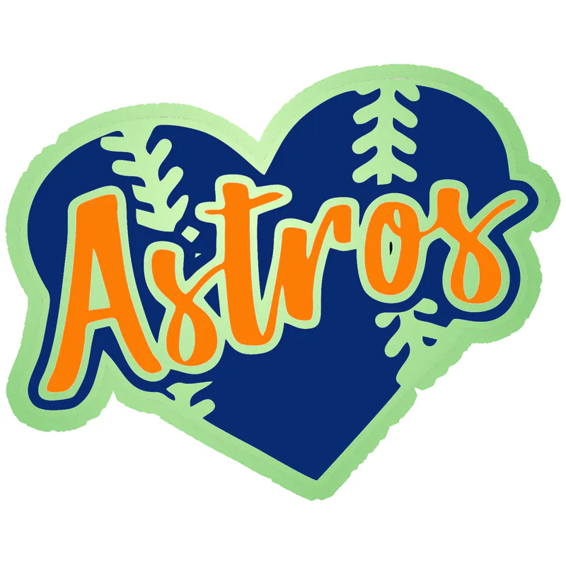 Houston Astros - Baseball Heart - Glow in the Dark Vinyl Sticker - Custom Size