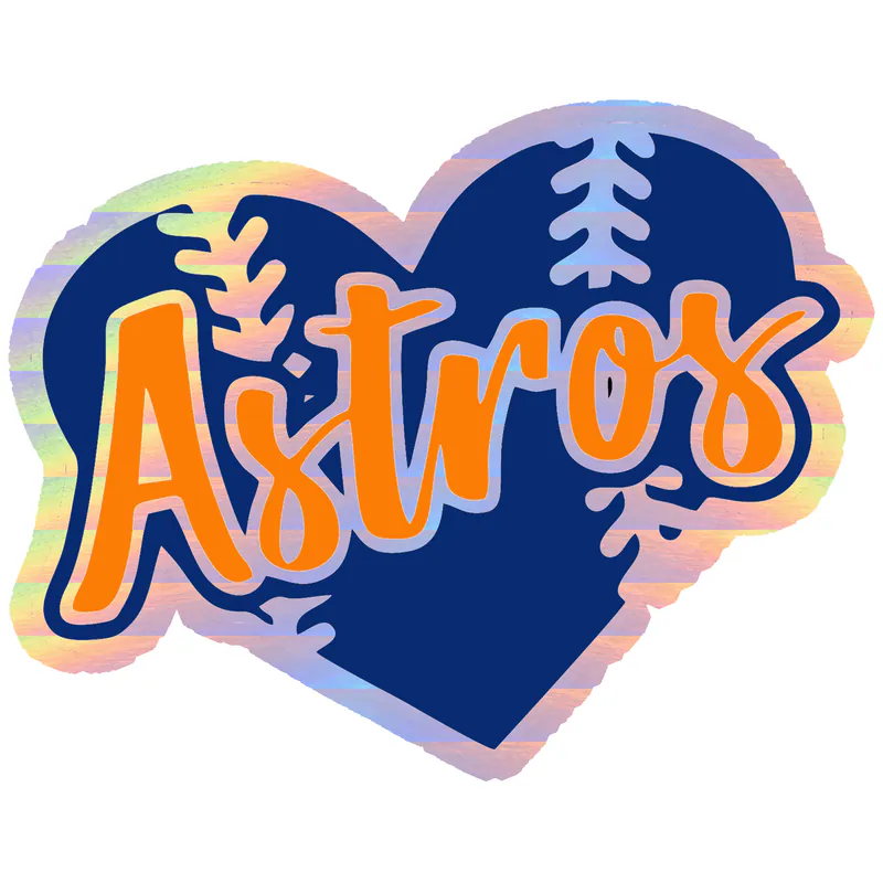 Houston Astros - Baseball Heart - Holographic Vinyl Sticker - Custom Size