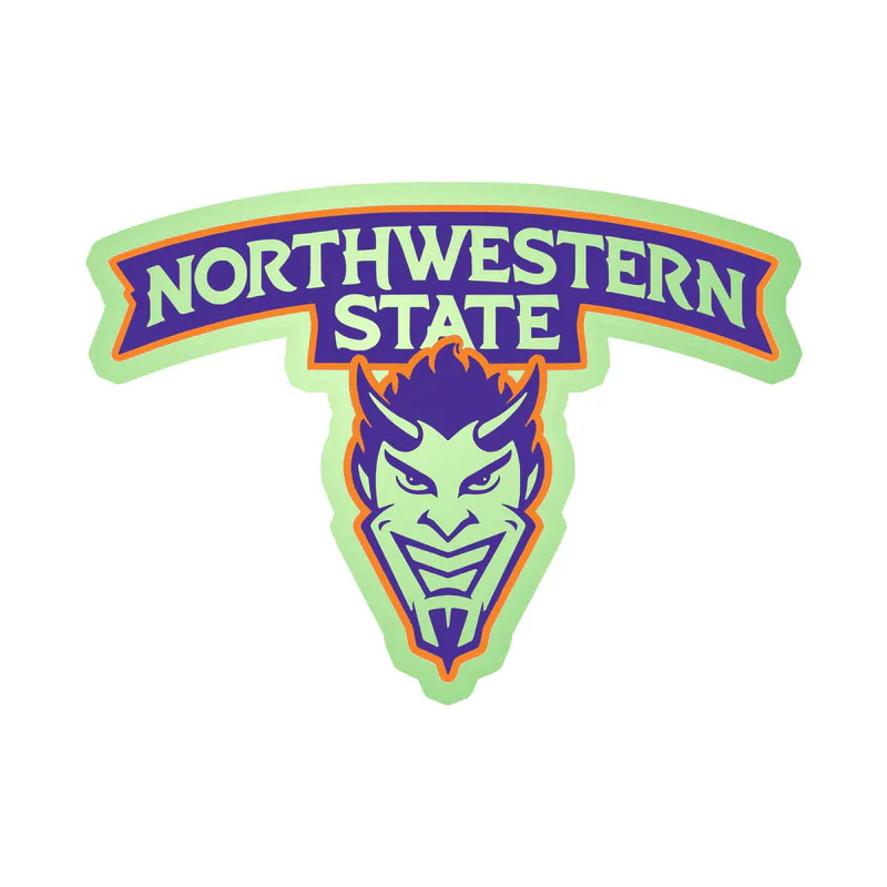 Northwestern State - Name with Head Below - Glow in the Dark Vinyl Decal - Custom Size