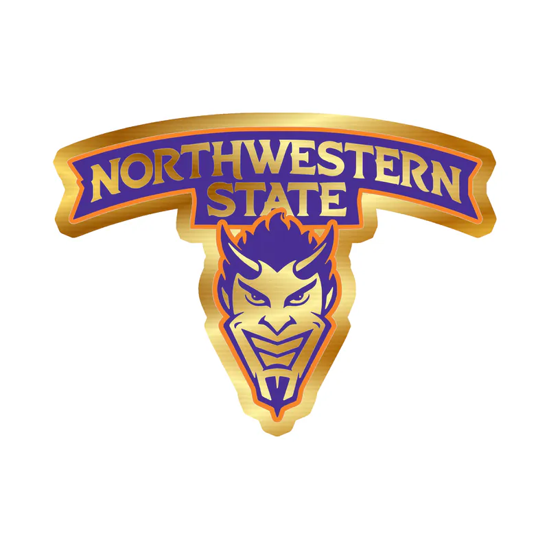 Northwestern State - Name with Head Below - Gold Chrome Vinyl Decal - Custom Size