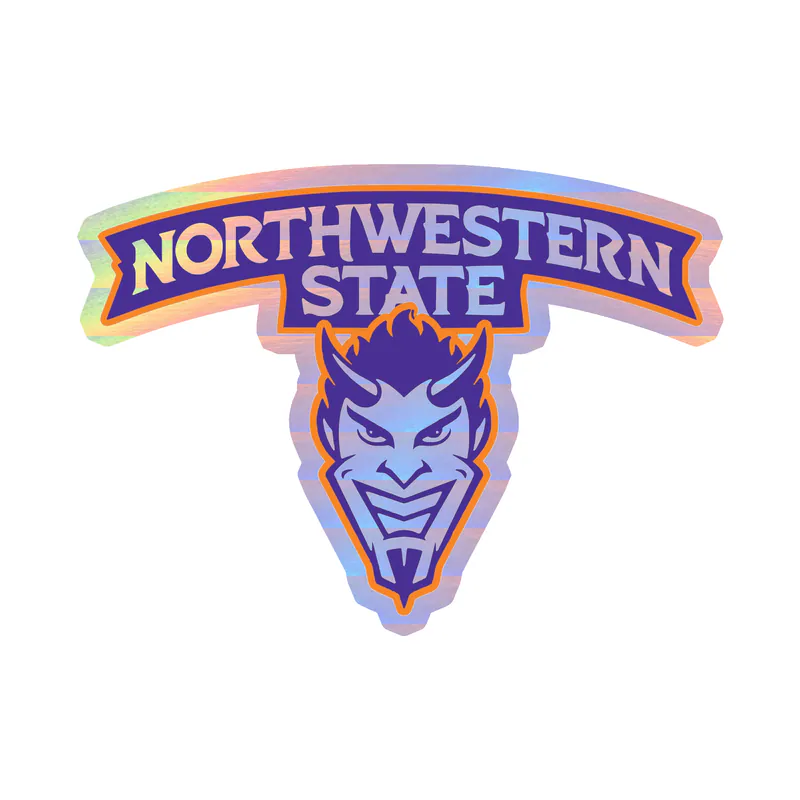 Northwestern State - Name with Head Below - Holographic Vinyl Decal - Custom Size