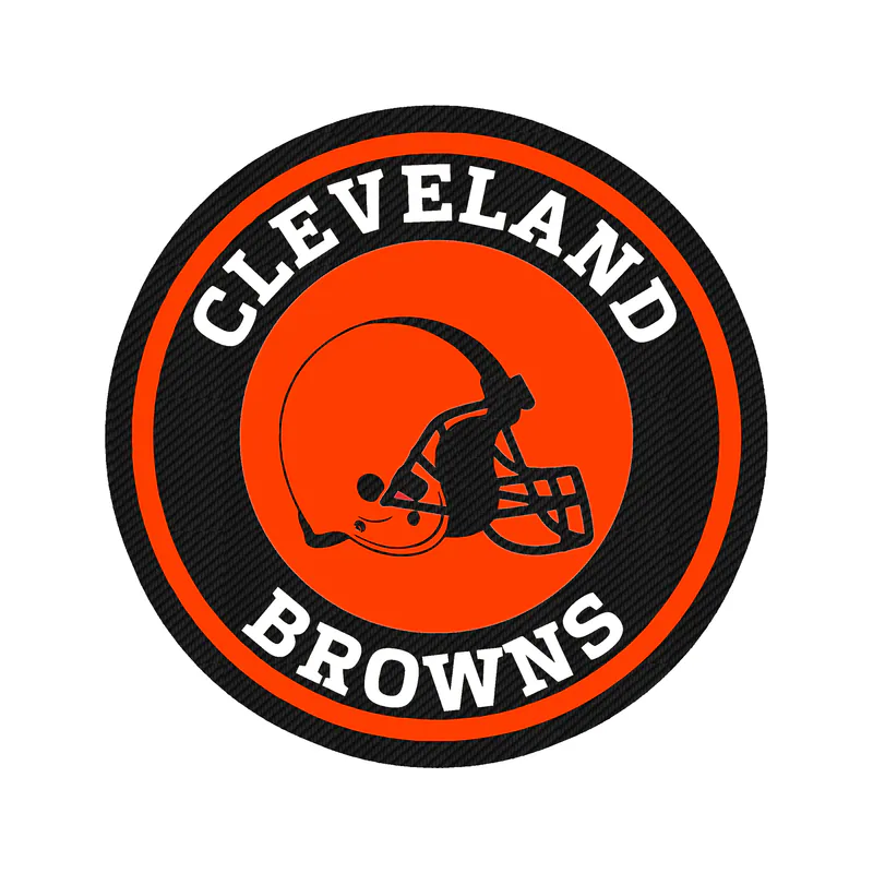 Cleveland Browns - Helmet in Circle - Carbon Fiber Vinyl Sticker - Custom Size