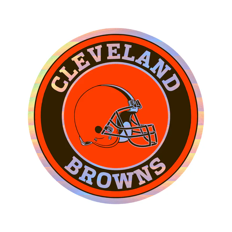 Cleveland Browns - Helmet in Circle - Holographic Vinyl Sticker - Custom Size