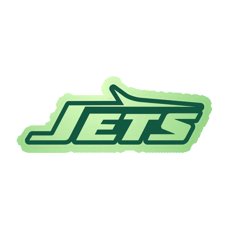 New York Jets - White Jets Green Outline - Glow in the Dark Vinyl Sticker - Custom Size
