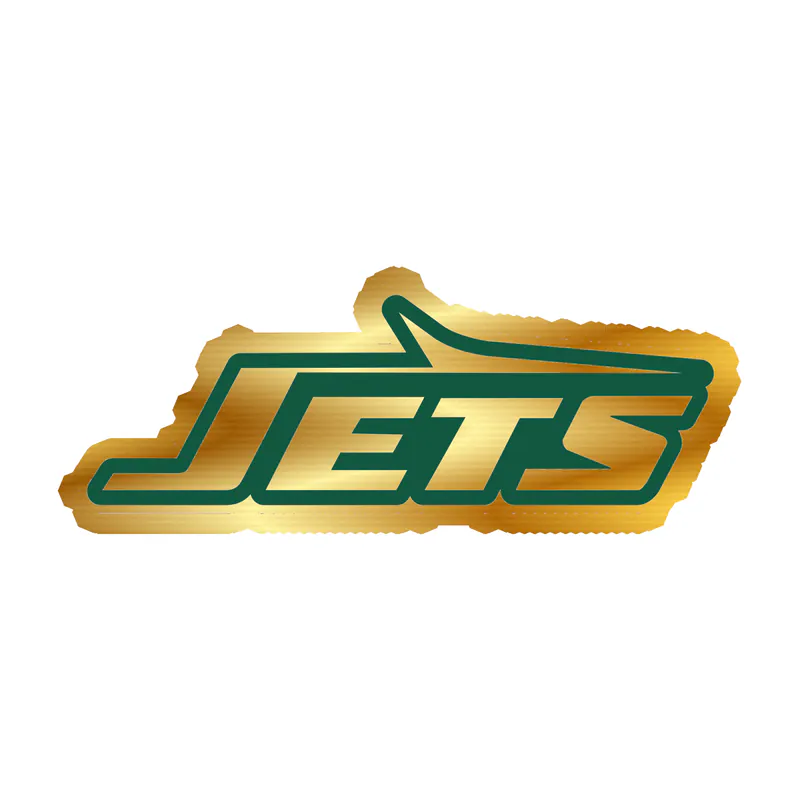 New York Jets - White Jets Green Outline - Gold Chrome Vinyl Sticker - Custom Size