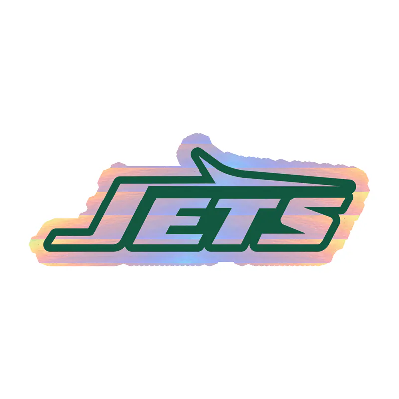 New York Jets - White Jets Green Outline - Holographic Vinyl Sticker - Custom Size