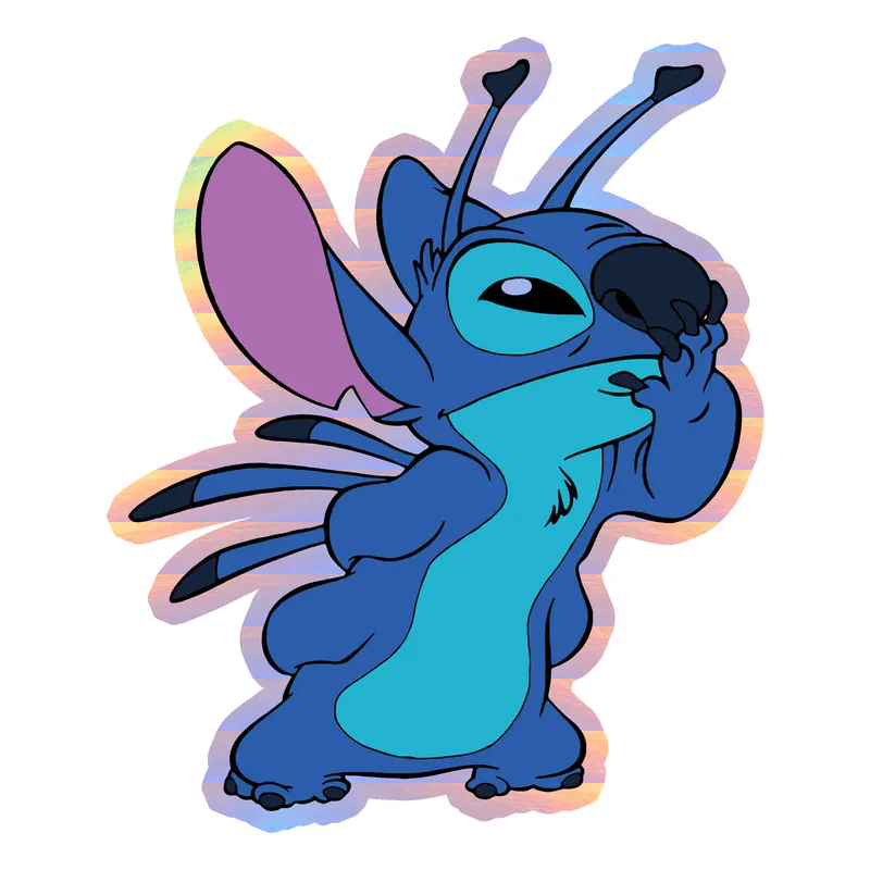 Stitch Holographic Vinyl Sticker - Custom Size