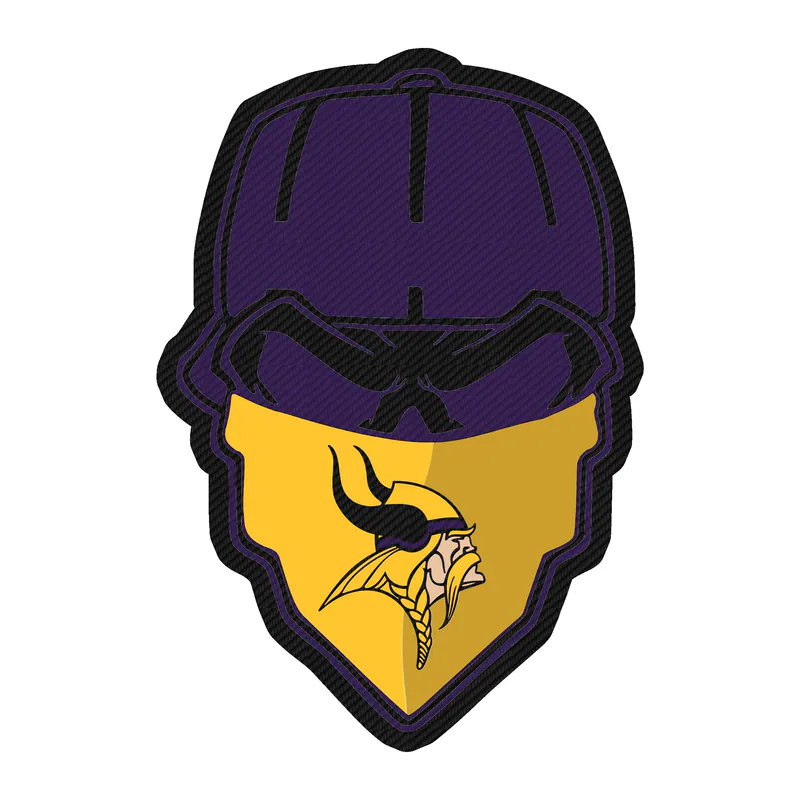 Minnesota Vikings - Skull with Cap - Carbon Fiber Vinyl Sticker - Custom Size