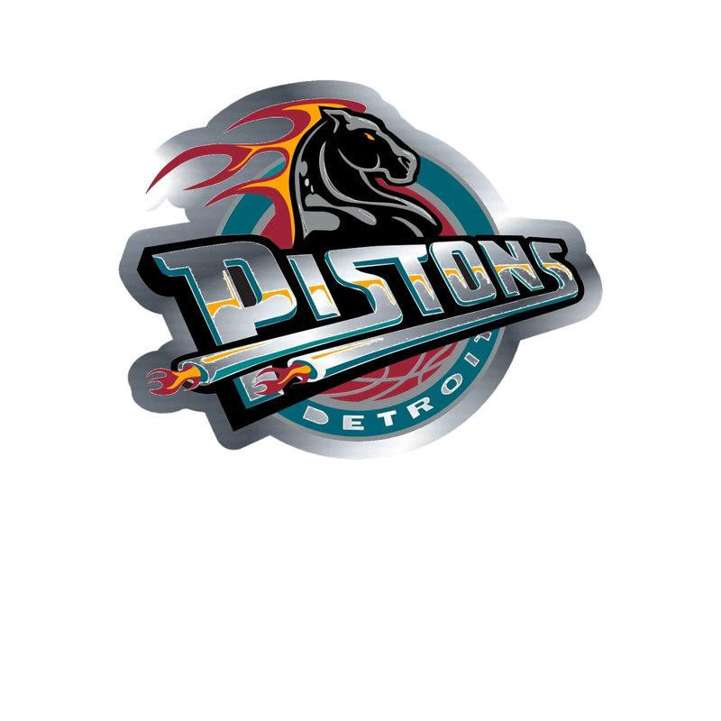 Detroit Pistons - Image 3 - Silver Chrome Vinyl Sticker - Custom Size
