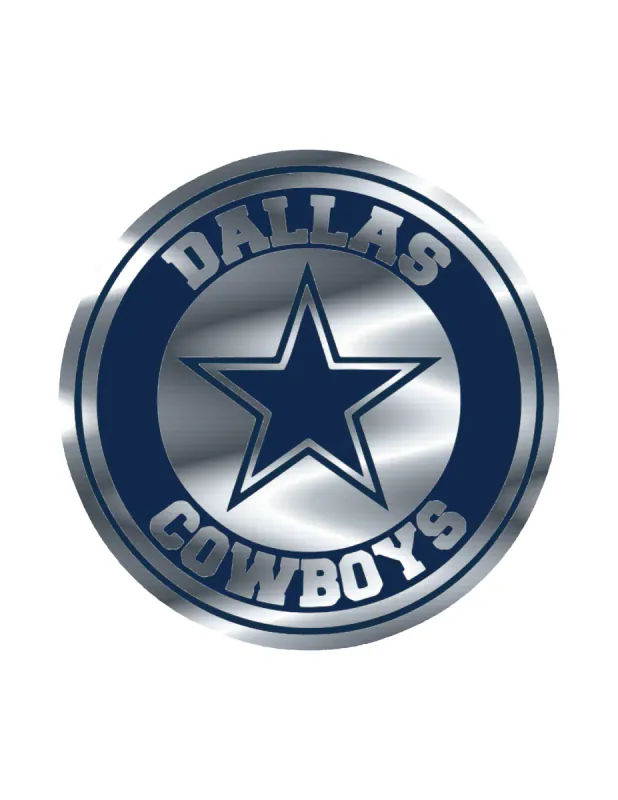 Dallas Cowboys - Circle Logo - Silver Chrome Vinyl Sticker - Custom Size