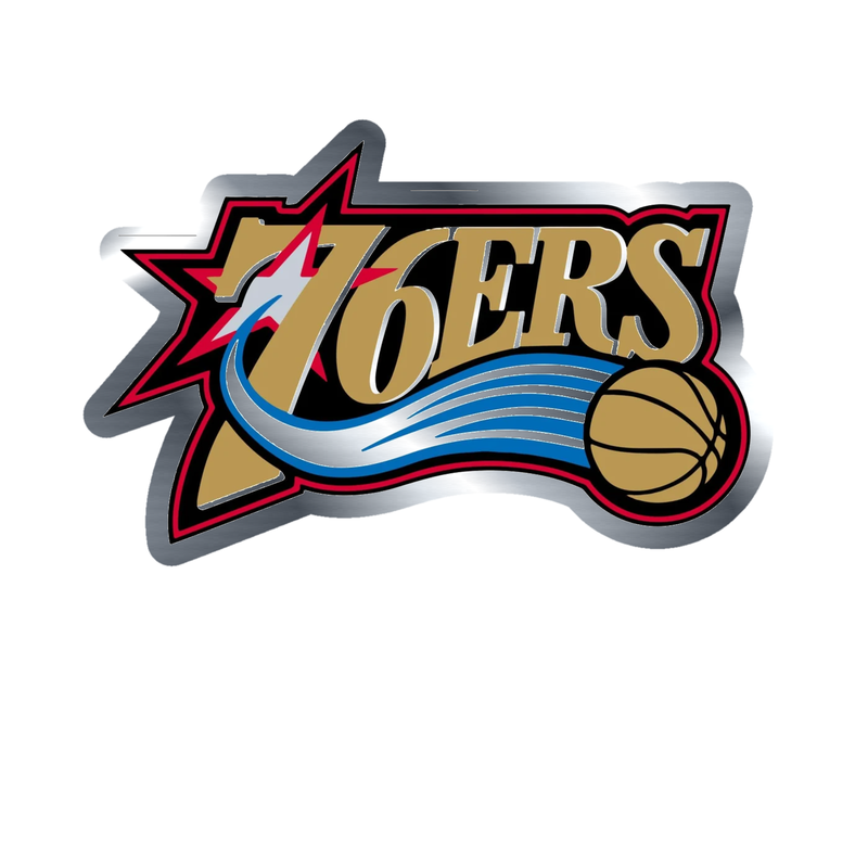 Philadelphia 76ers - Image 8 - Silver Chrome Vinyl Sticker - Custom Size