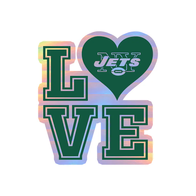 New York Jets - Love - Holographic Vinyl Sticker - Custom Size
