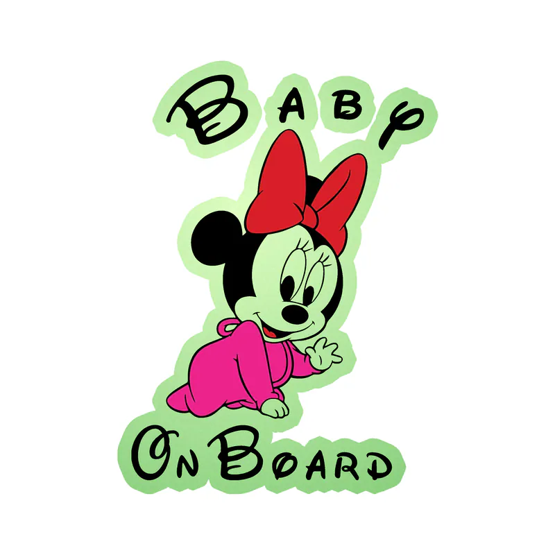 Minnie Baby on Board Glow in the Dark Vinyl Sticker - Custom Size