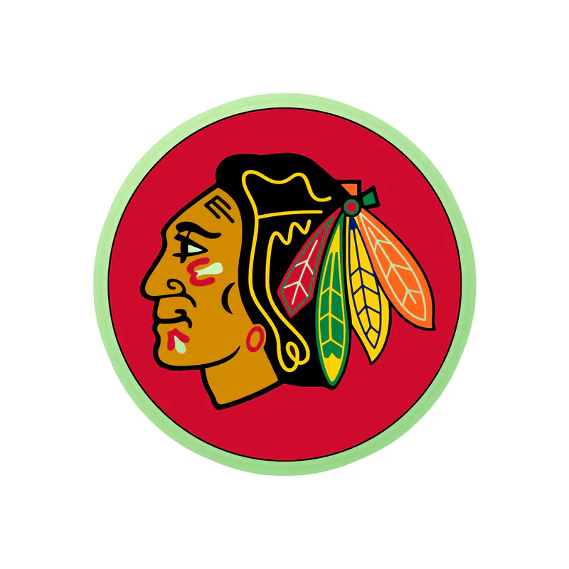 Chicago Blackhawks - Red Circle With Head - Glow in the Dark Vinyl Sticker - Custom Size