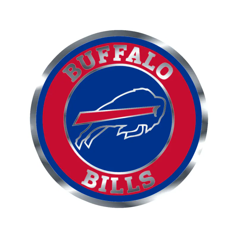 Buffalo Bills - Circle With Red Stripe - Silver Chrome Vinyl Sticker - Custom Size
