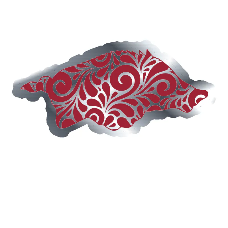 Arkansas Razorbacks - Image 11 - Silver Chrome Vinyl Decal - Custom Size