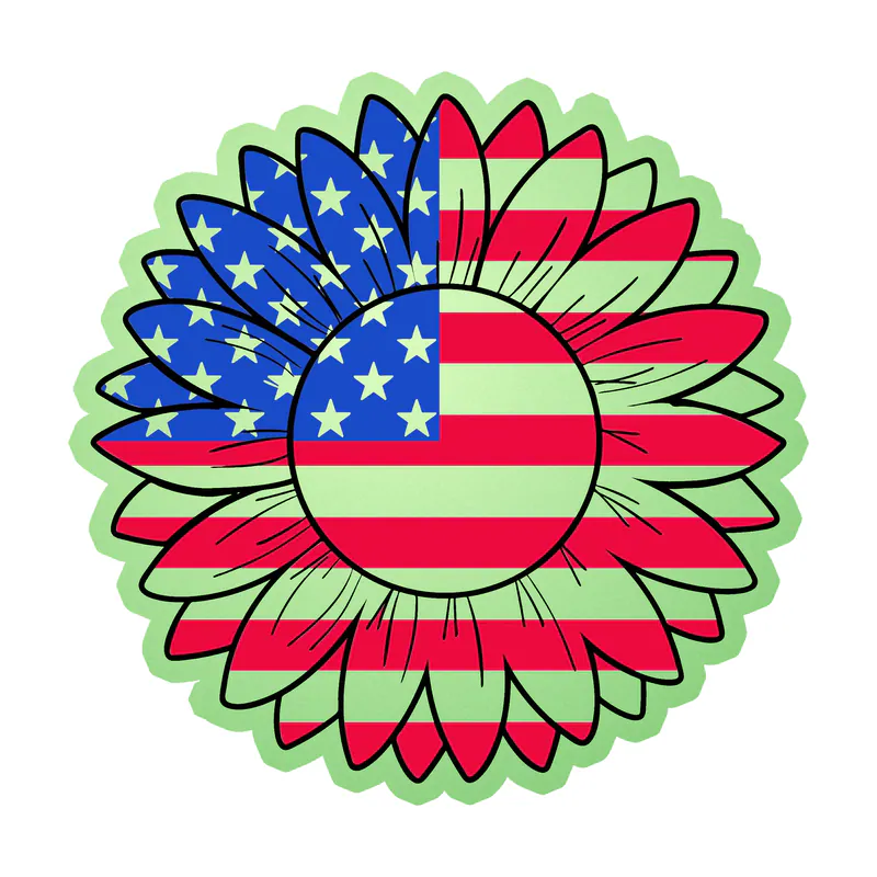 Sunflower American Flag  - Glow in the Dark Vinyl Decal
