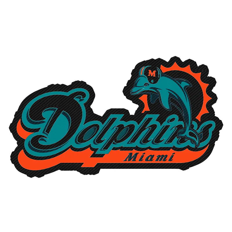 Miami Dolphins - Lettering - Image 2 - Carbon Fiber Vinyl Sticker - Custom Size