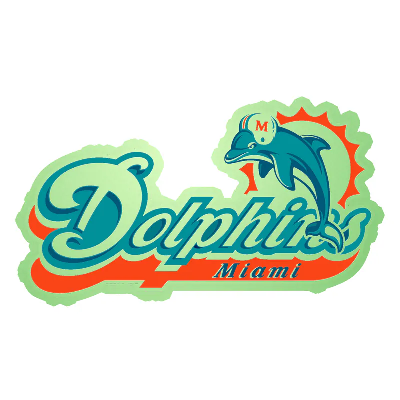 Miami Dolphins - Lettering - Image 2 - Glow in the Dark Vinyl Sticker - Custom Size