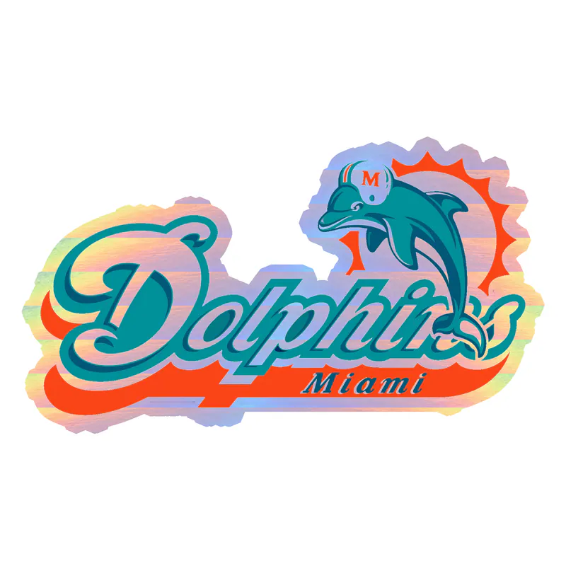 Miami Dolphins - Lettering - Image 2 - Holographic Vinyl Sticker - Custom Size