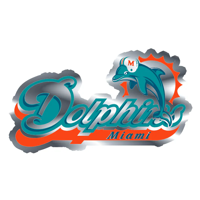 Miami Dolphins - Lettering - Image 2 - Silver Chrome Vinyl Sticker - Custom Size