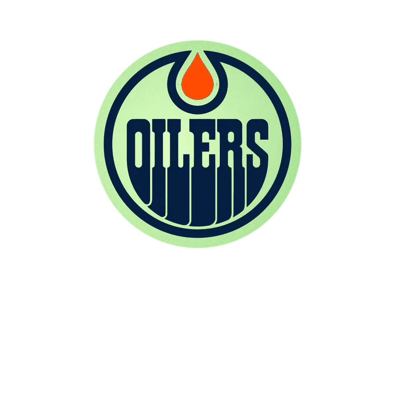 Edmonton Oilers - White Circle With Oilers - Glow in the Dark Vinyl Sticker - Custom Size