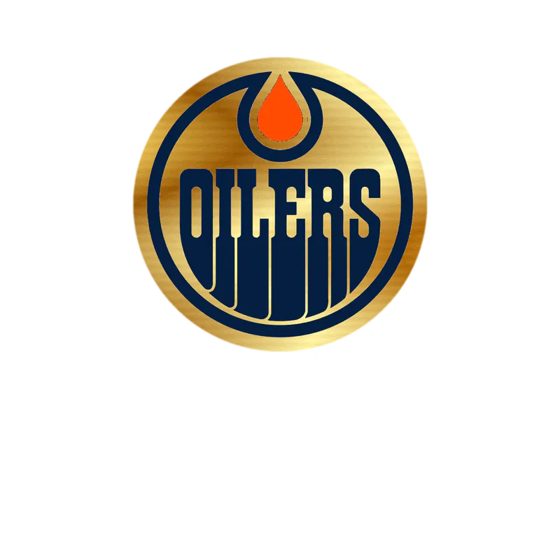 Edmonton Oilers - White Circle With Oilers - Gold Chrome Vinyl Sticker - Custom Size