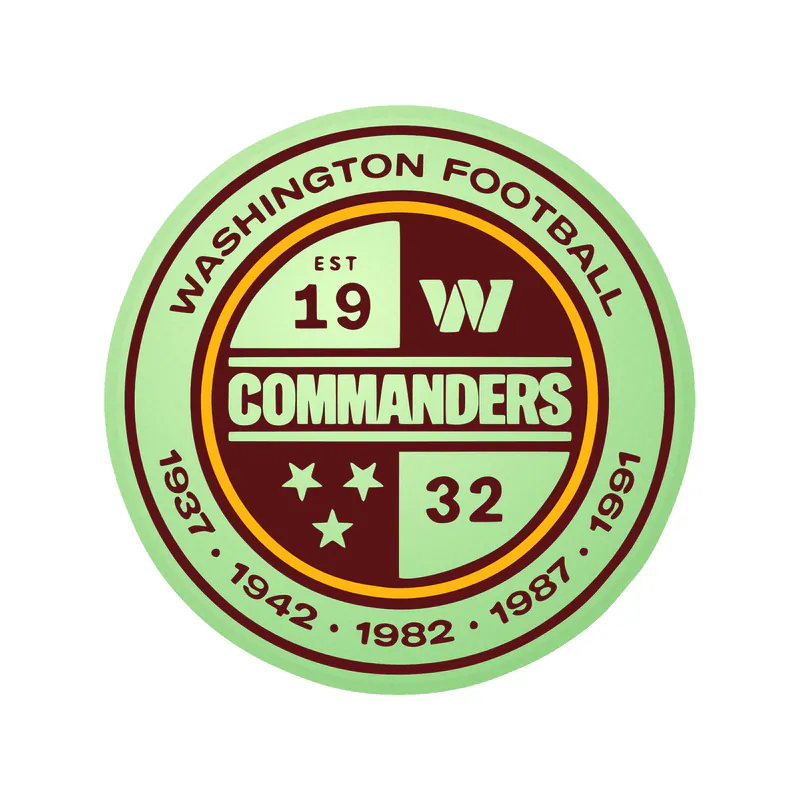 Washington Commanders - White Circle- Glow in the Dark Vinyl Sticker - Custom Size